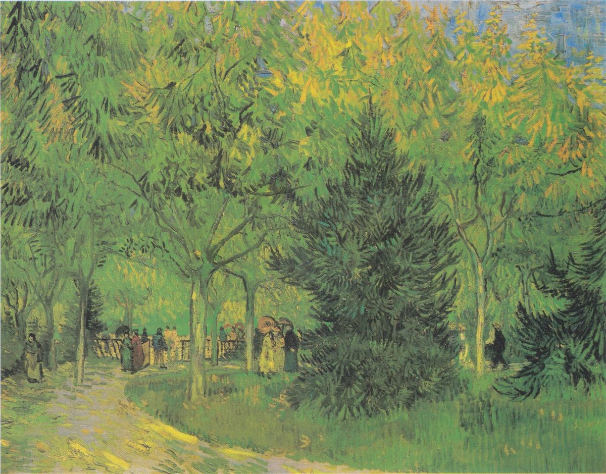 Van Gogh - Weg im Park von Arles mit Spazierg#U00e4ngern