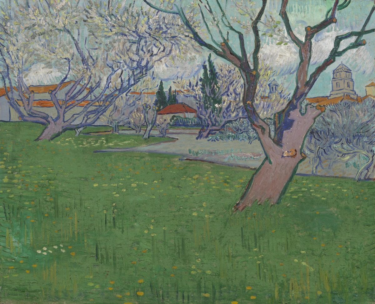 Bloeiende boomgaarden, gezicht op Arles - s0036V1962 - Van Gogh Museum