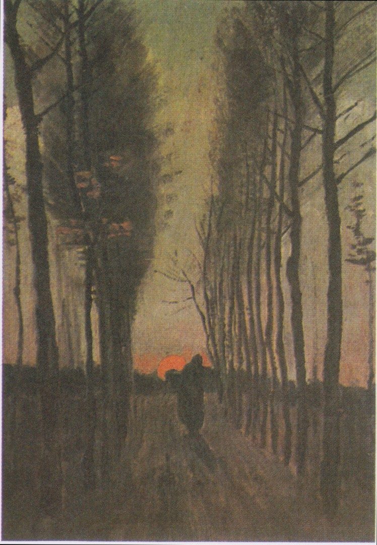 Van Gogh -Pappelallee bei Sonnenuntergang