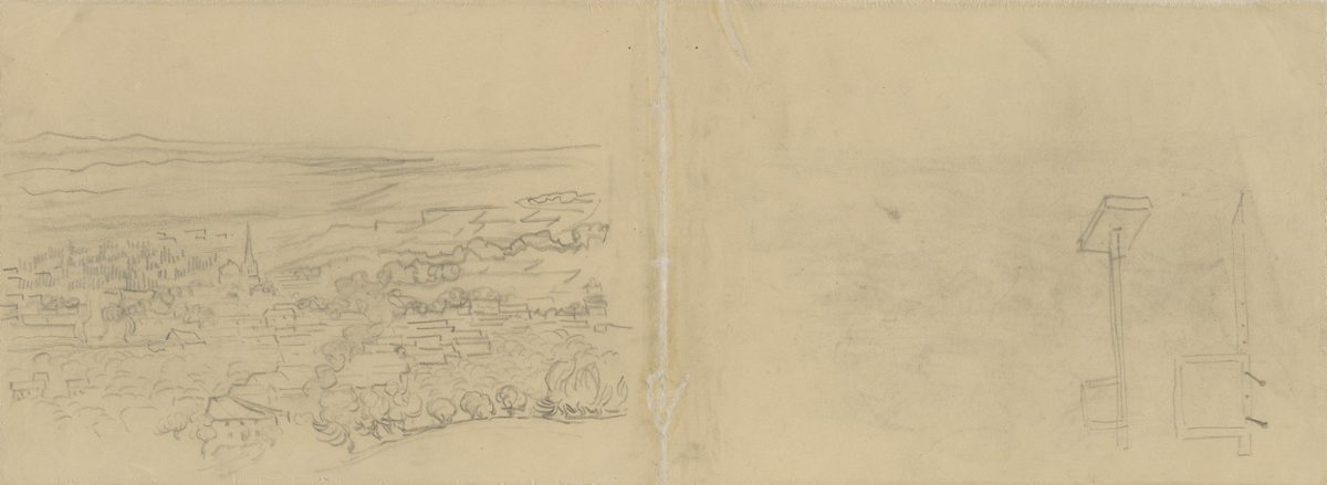 Vincent van Gogh - Bird's-Eye View of the Village F1541v JH1729- Sketches of a Perspective Frame F1611v