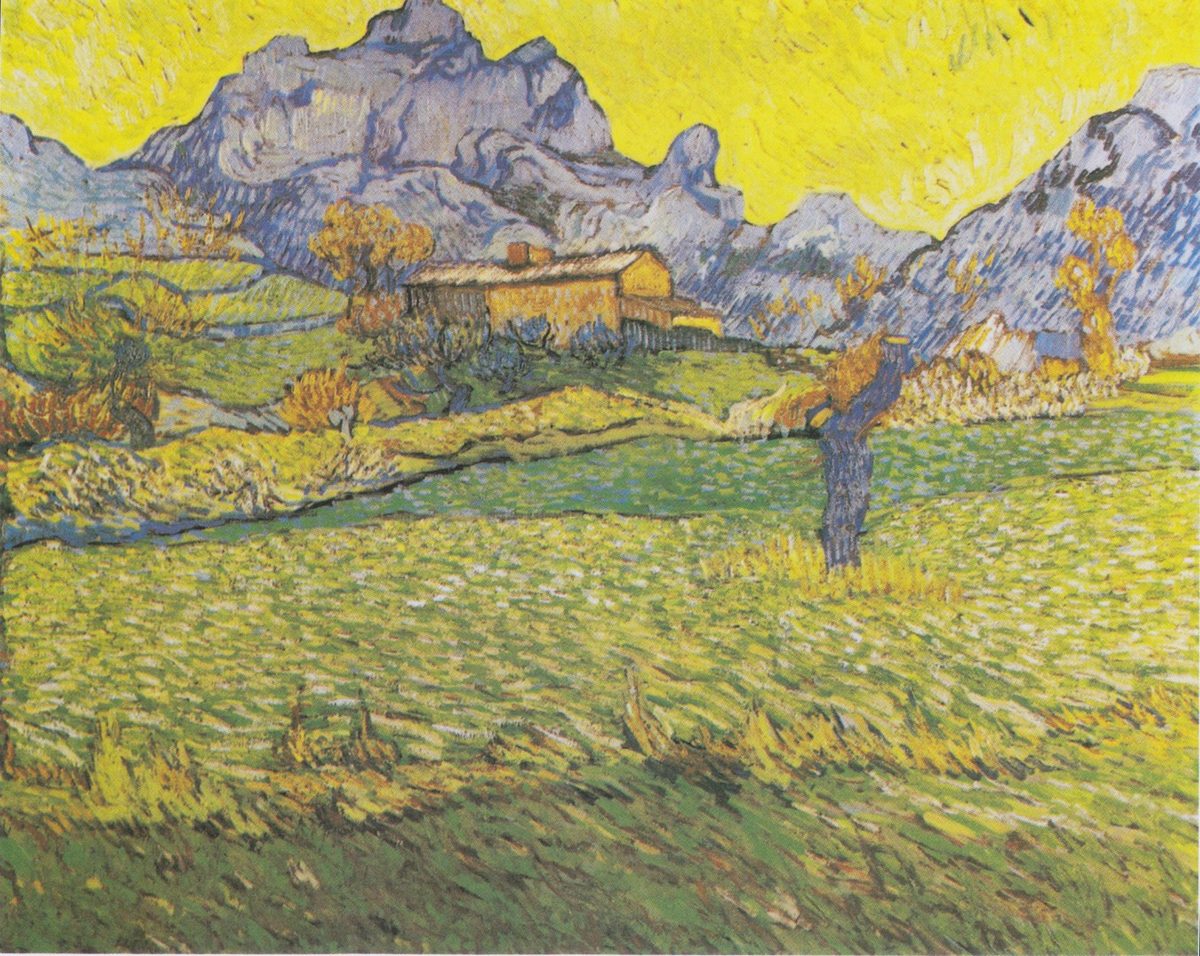 Le_Mas_de_Saint-Paul__Van Gogh - Wiese und Baum mit Blick auf den Mont Gaussier