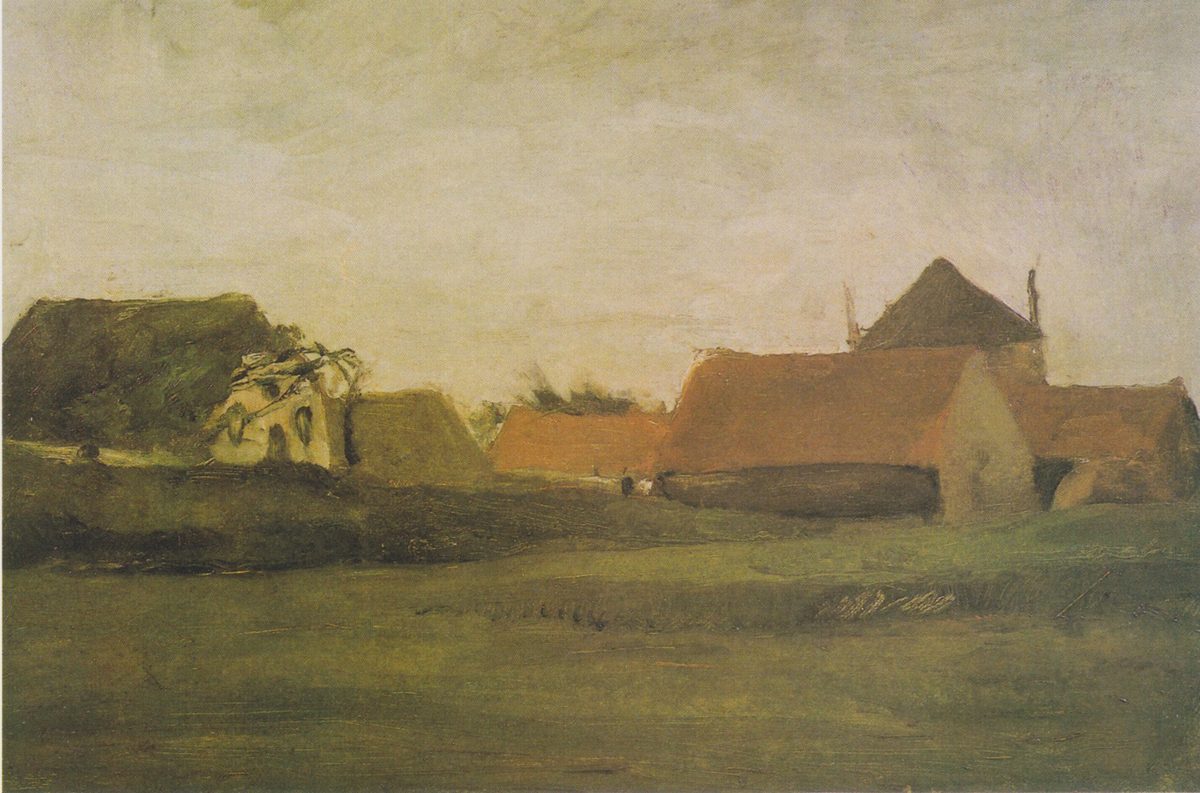 Van Gogh - Bauernh#U00e4user in Loosduinen bei Den Haag in der Morgend#U00e4mmerung