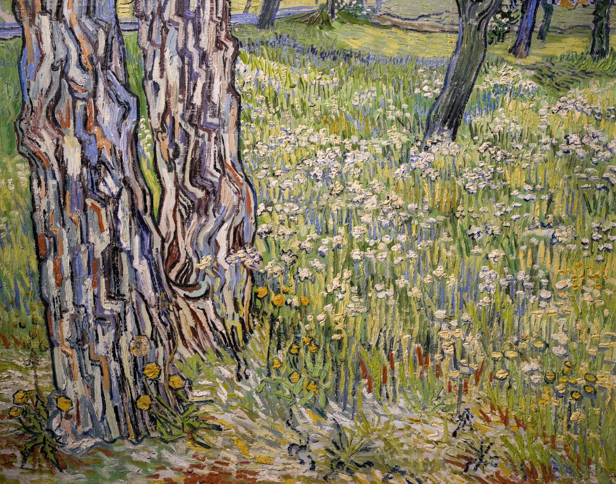 Flowering meadow with trees and dandelions - Vincent Van Gogh