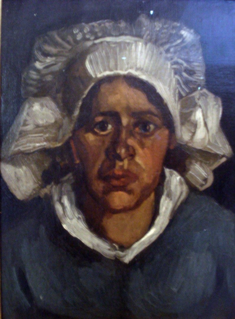 Head of a Peasant Woman in a White Bonnet by Vincent van Gogh