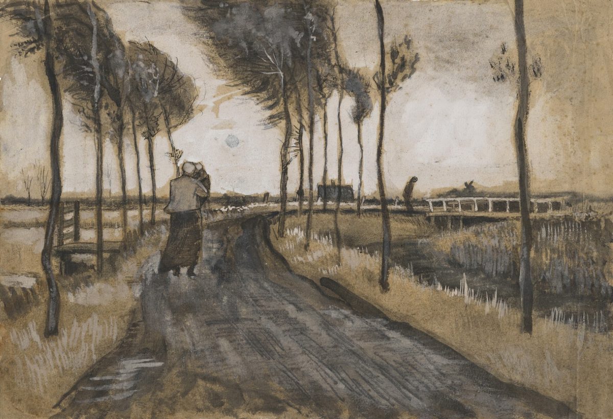 Vincent van Gogh - Landschap met Lopende Vrouw (1883) - HJ22