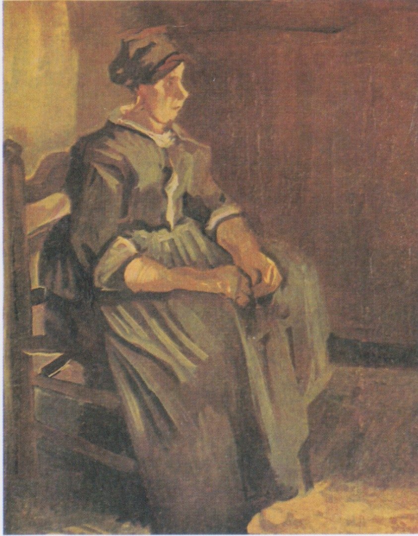Van Gogh - B#U00e4uerin, auf einem Stuhl sitzend