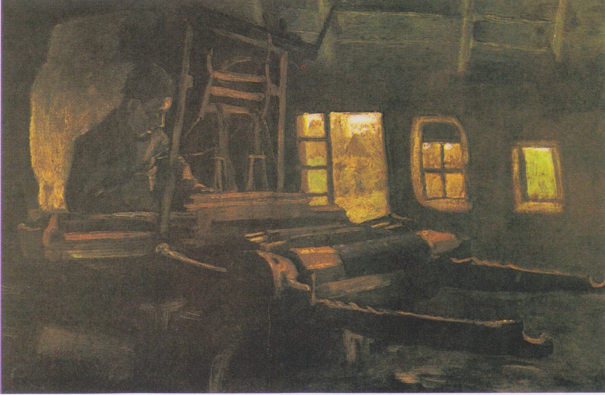 Van Gogh - Weber in einem Raum mit drei schmalen Fenstern