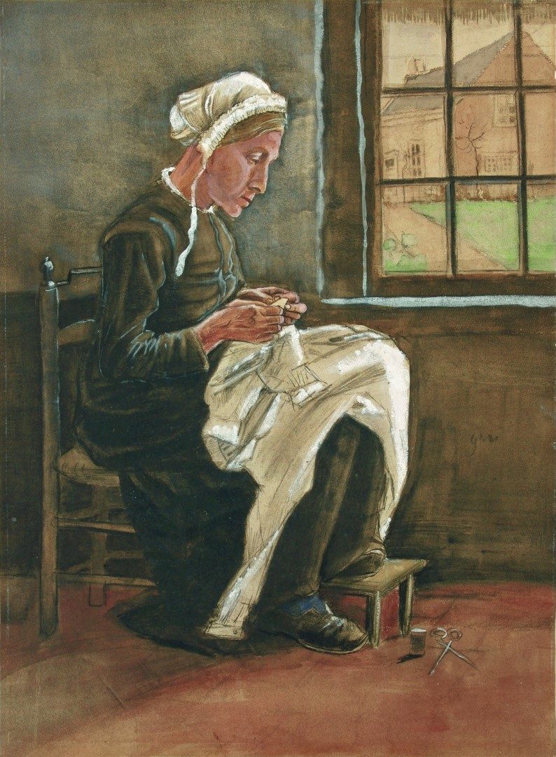 Vincent van Gogh - Woman sewing by the Window (1881) - F886