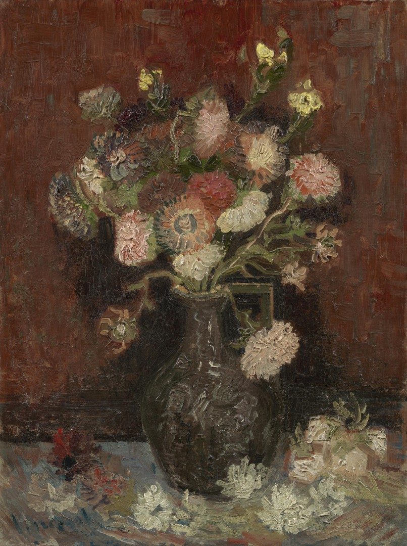 Vaas met Chinese asters en tuingladiolen - s0177V1962 - Van Gogh Museum