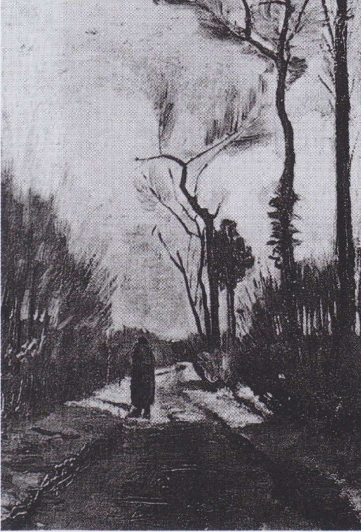 Van Gogh - Allee im Herbst mit weiblicher Figur
