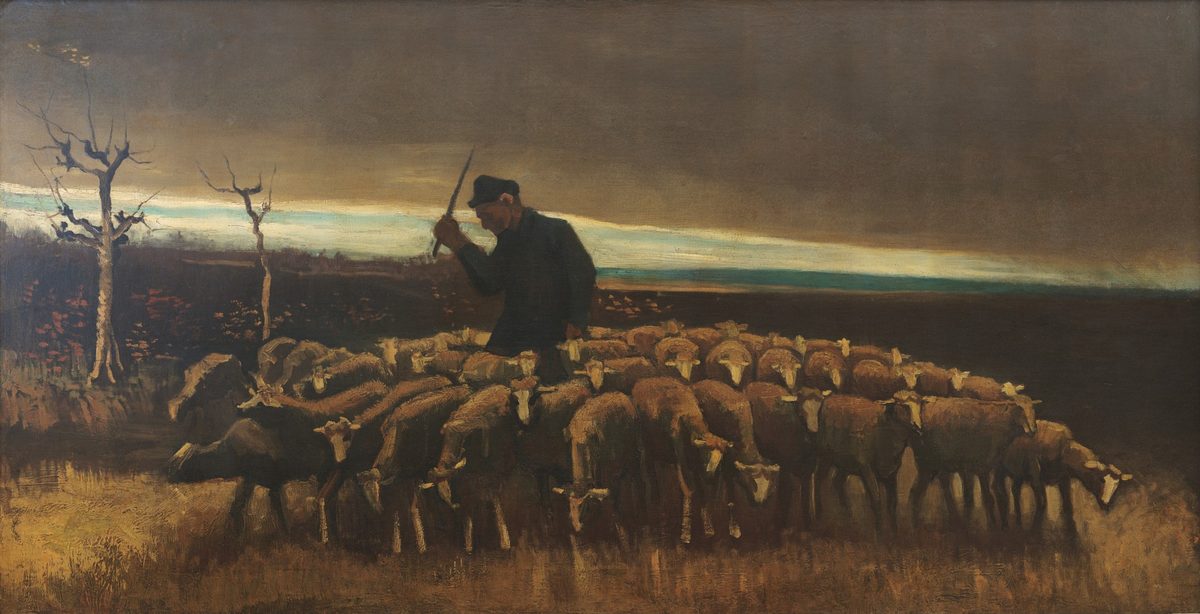Vincent van Gogh - Shepherd with a Flock of Sheep (1884) - F42