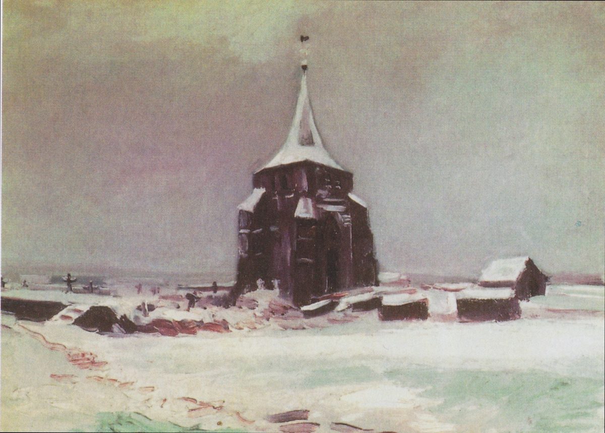 Van Gogh - Der alte Friedhofsturm in Nuenen im Schnee