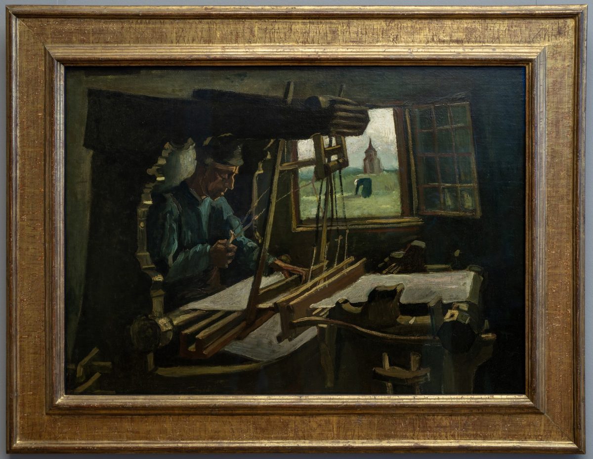 Weber in front of an open window with view the Tower of Nuenen - Vincent van Gogh