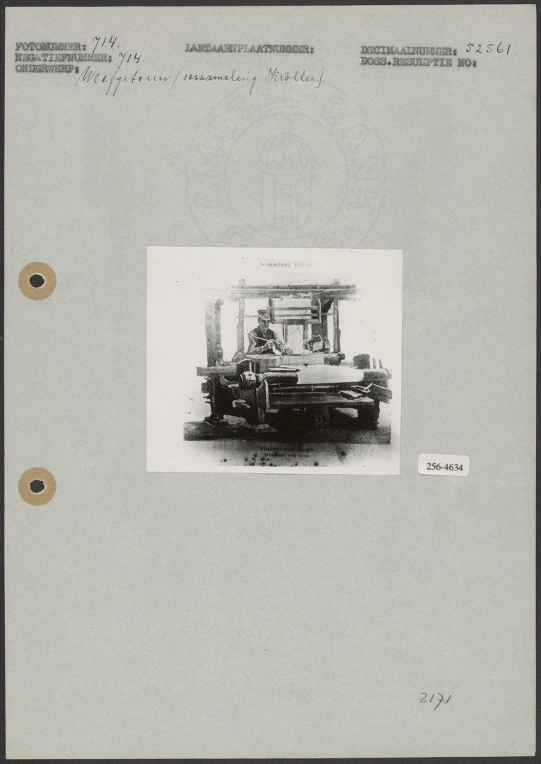 Wever achter zijn weefgetouw, schilderij van Vincent van Gogh uit de verzamelin#U2026, Bestanddeelnr 256-4634