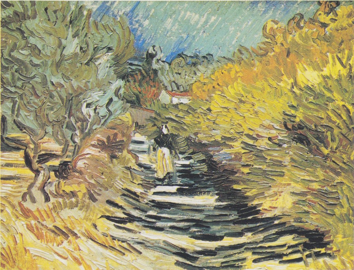 Van Gogh - Weg in Saint-R#U00e9my mit weiblicher Figur