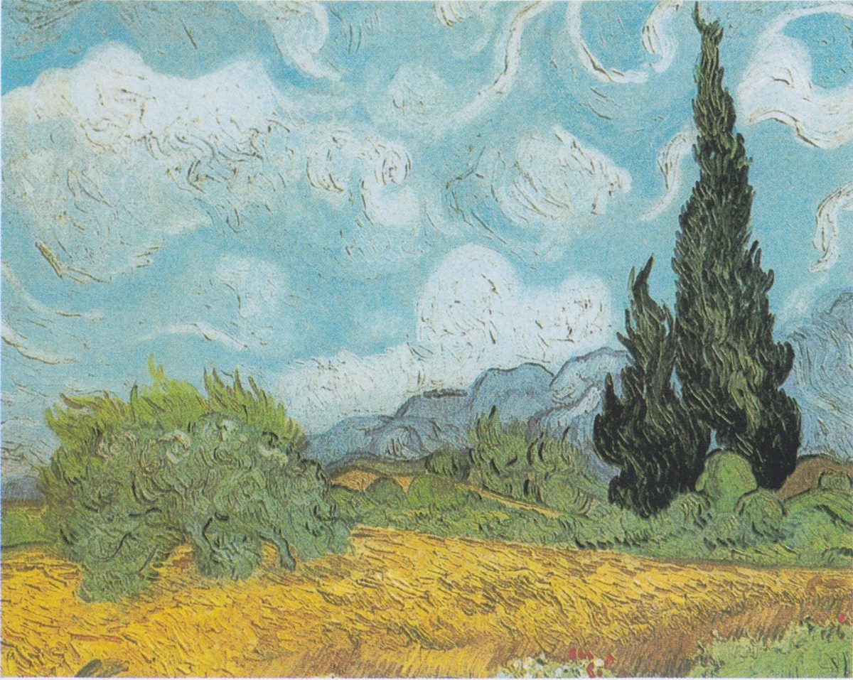 Van Gogh - Weizenfeld mit Zypressen4