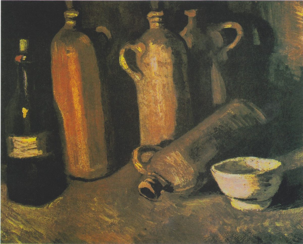 Van Gogh - Stillleben mit vier Kr#U00fcgen, Flasche und wei#U00dfen Napf
