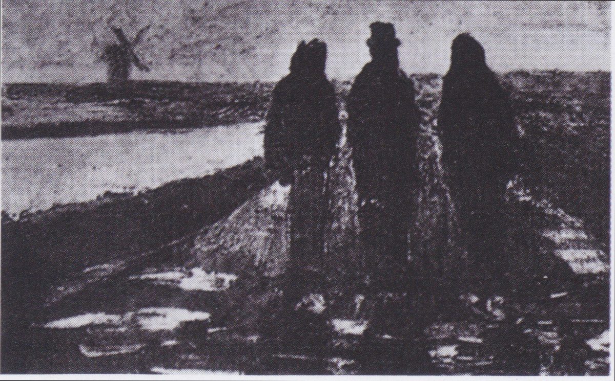 Van Gogh - Drei Figuren am Kanal mit M#U00fchle